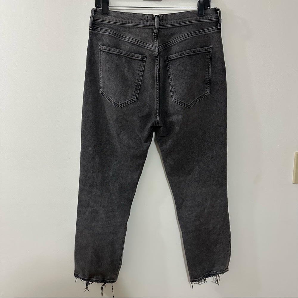 Agolde Riley Crop Jeans High Rise Straight Leg Button Fly Black Womens Size 29 - Picture 6 of 9
